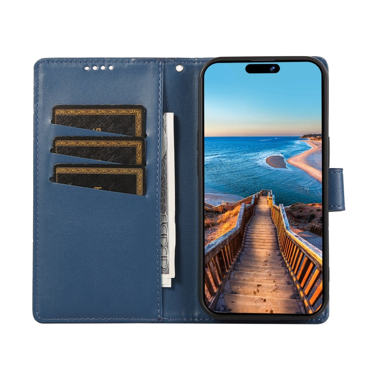 For Realme 10 Pro 5G PU Genuine Leather Texture Embossed Line Phone Case(Blue) - Realme Cases by PMC Jewellery | Online Shopping South Africa | PMC Jewellery | Buy Now Pay Later Mobicred