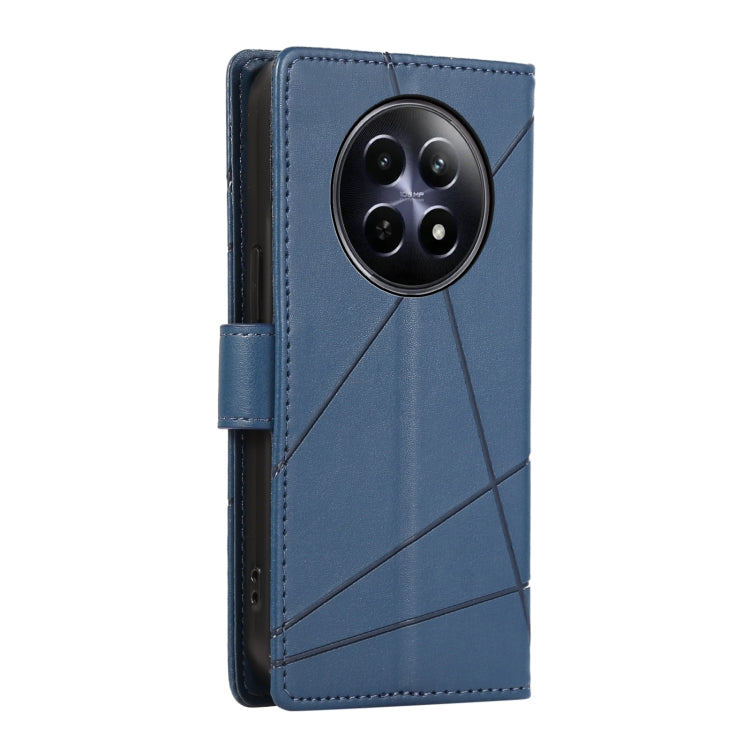 For Realme 12 5G PU Genuine Leather Texture Embossed Line Phone Case(Blue) - Realme Cases by PMC Jewellery | Online Shopping South Africa | PMC Jewellery | Buy Now Pay Later Mobicred