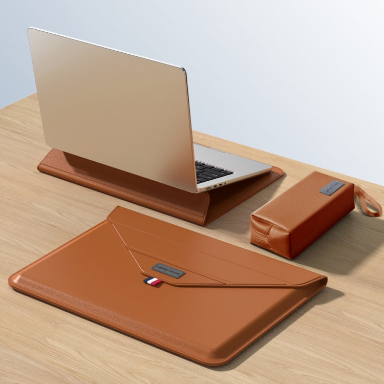 For 13/14 inch Envelope Holder Laptop Sleeve Bag with Accessories Bag(Brown) - Other by PMC Jewellery | Online Shopping South Africa | PMC Jewellery | Buy Now Pay Later Mobicred