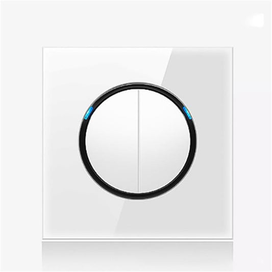 86mm Round LED Tempered Glass Switch Panel, White Round Glass, Style:Two Billing Control - Switch by PMC Jewellery | Online Shopping South Africa | PMC Jewellery | Buy Now Pay Later Mobicred