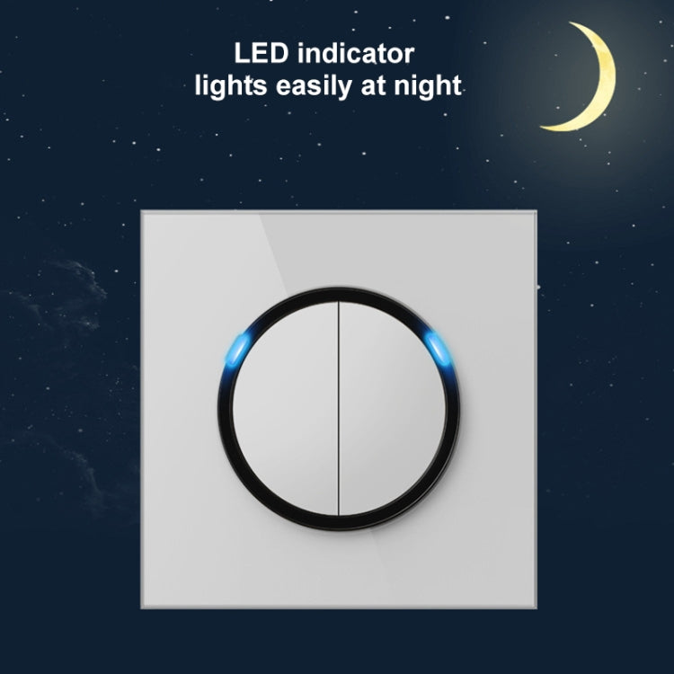 86mm Round LED Tempered Glass Switch Panel, White Round Glass, Style:Three Open Dual Control - Switch by PMC Jewellery | Online Shopping South Africa | PMC Jewellery | Buy Now Pay Later Mobicred