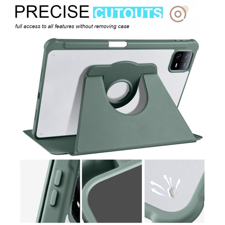 For Xiaomi Pad 6 Pro / Pad 6 Acrylic 360 Degree Rotation Holder Tablet Leather Case(Dark Green) - More Tablet Cases by PMC TechLife | Online Shopping South Africa | PMC TechLife