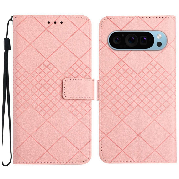 For Google Pixel 9 Pro Rhombic Grid Texture Leather Phone Case(Pink) - Google Cases by PMC Jewellery | Online Shopping South Africa | PMC Jewellery | Buy Now Pay Later Mobicred