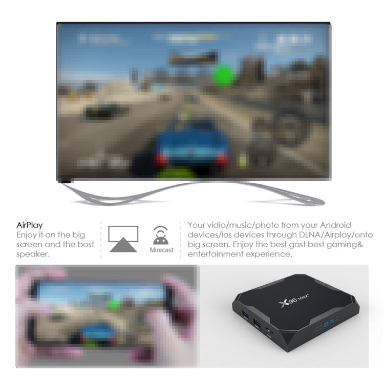 X96 max+ 4K Smart TV Box with Remote Control, Android 9.0, Amlogic S905X3 Quad-Core Cortex-A55,2GB+16GB, Support LAN, AV, 2.4G/5G WiFi, USBx2,TF Card, EU Plug - Amlogic S905 by PMC TechLife | Online Shopping South Africa | PMC TechLife | Buy Now Pay Later Mobicred