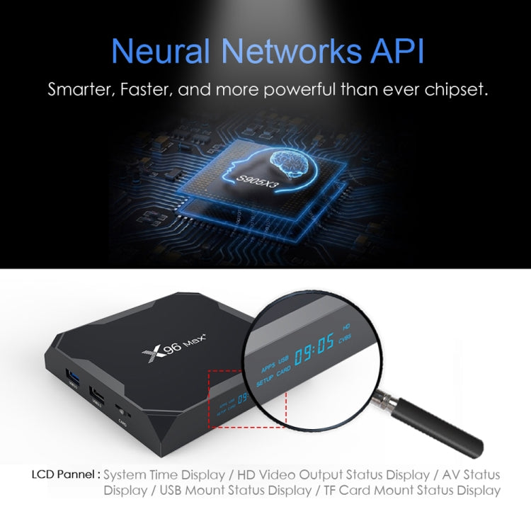 X96 max+ 4K Smart TV Box with Remote Control, Android 9.0, Amlogic S905X3 Quad-Core Cortex-A55,2GB+16GB, Support LAN, AV, 2.4G/5G WiFi, USBx2,TF Card, UK Plug - Amlogic S905 by PMC TechLife | Online Shopping South Africa | PMC TechLife | Buy Now Pay Later Mobicred
