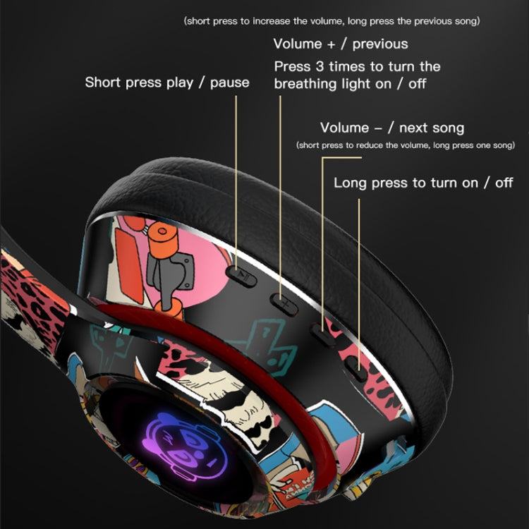 L750 3 in 1 RGB Graffiti Pattern Wireless Gaming Noise Reduction Headset(Black) - Headset & Headphone by PMC Jewellery | Online Shopping South Africa | PMC Jewellery