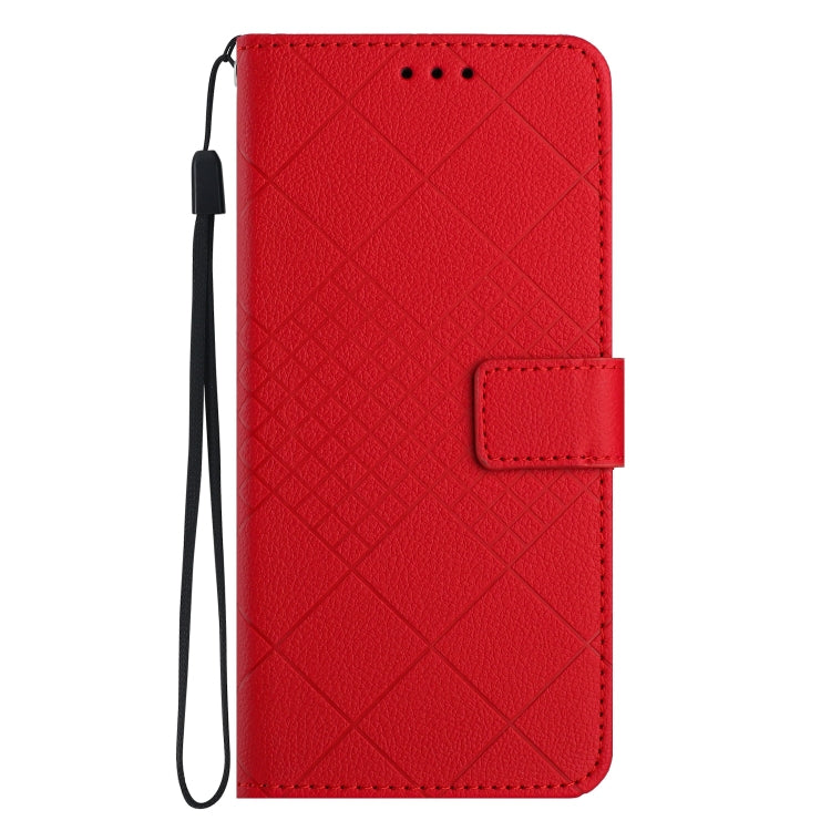 For Motorola Moto G Play 4G 2024 Rhombic Grid Texture Leather Phone Case(Red) - Motorola Cases by PMC Jewellery | Online Shopping South Africa | PMC Jewellery | Buy Now Pay Later Mobicred