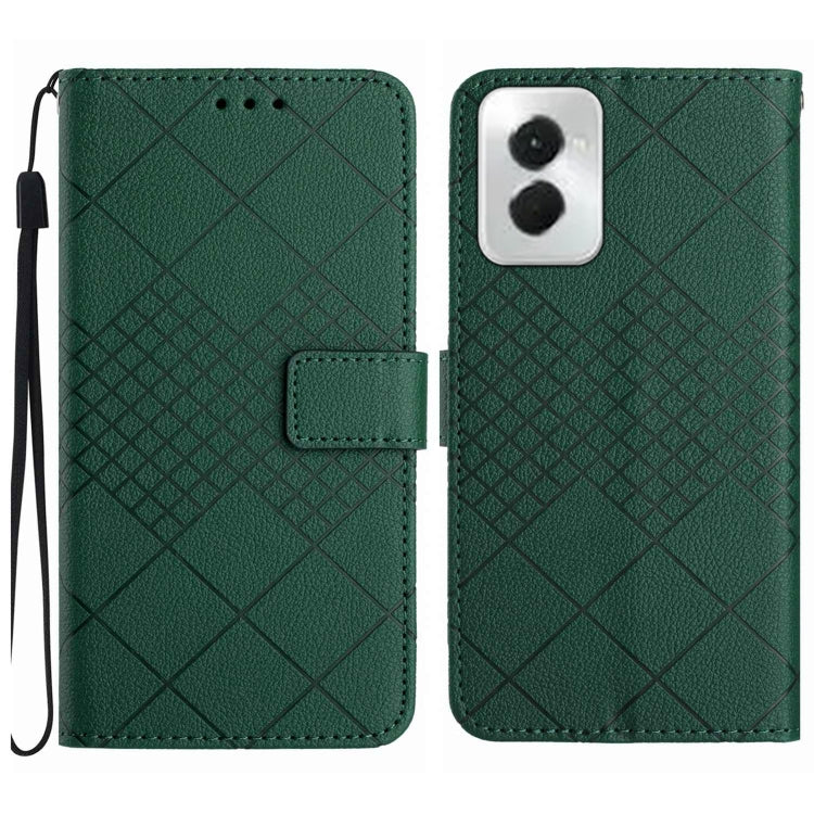 For Motorola Moto G Power 5G 2024 Rhombic Grid Texture Leather Phone Case(Green) - Motorola Cases by PMC Jewellery | Online Shopping South Africa | PMC Jewellery | Buy Now Pay Later Mobicred