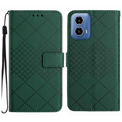 For Motorola Moto G Stylus 5G 2024 Rhombic Grid Texture Leather Phone Case(Green) - Motorola Cases by PMC Jewellery | Online Shopping South Africa | PMC Jewellery | Buy Now Pay Later Mobicred