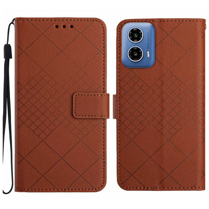 For Motorola Moto G Stylus 5G 2024 Rhombic Grid Texture Leather Phone Case(Brown) - Motorola Cases by PMC Jewellery | Online Shopping South Africa | PMC Jewellery | Buy Now Pay Later Mobicred