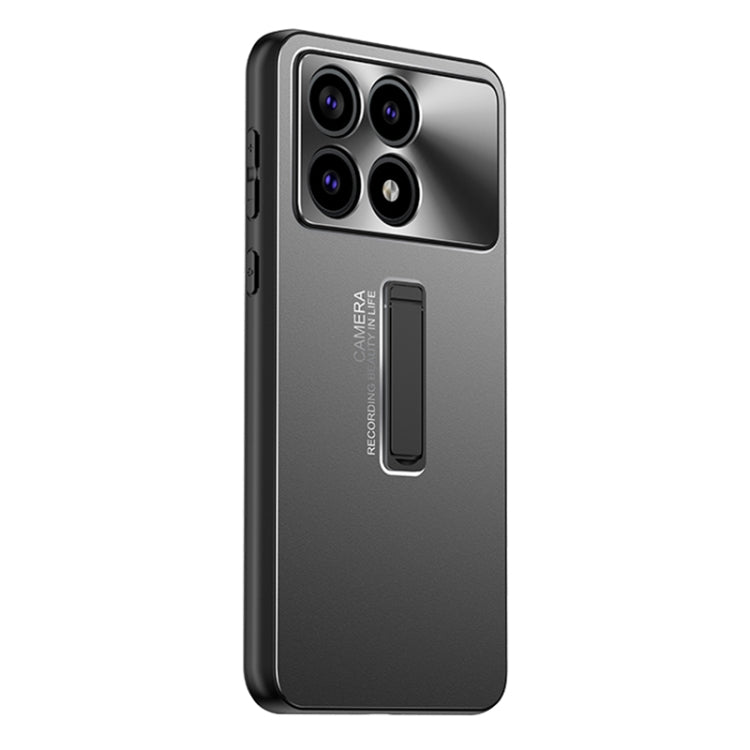 For Xiaomi Redmi K70 Pro Frosted Metal Hybrid TPU Holder Phone Case(Black) - K70 Pro Cases by PMC Jewellery | Online Shopping South Africa | PMC Jewellery | Buy Now Pay Later Mobicred