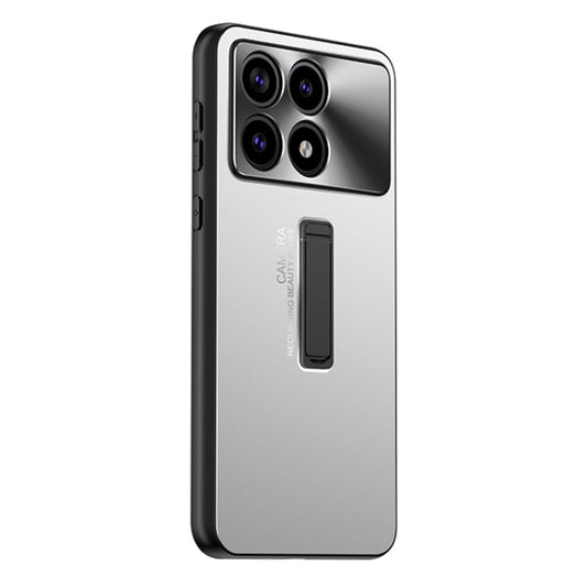 For Xiaomi Redmi K70 Frosted Metal Hybrid TPU Holder Phone Case(Silver) - K70 Cases by PMC Jewellery | Online Shopping South Africa | PMC Jewellery | Buy Now Pay Later Mobicred