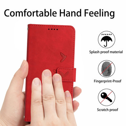 For OPPO A38 / Oppo A18 Skin Feel Heart Embossed Leather Phone Case with Long Lanyard(Red) - A18 Cases by PMC Jewellery | Online Shopping South Africa | PMC Jewellery | Buy Now Pay Later Mobicred