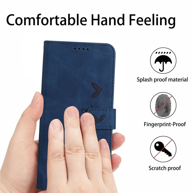 For Xiaomi Redmi K70 / K70 Pro Skin Feel Heart Embossed Leather Phone Case with Long Lanyard(Blue) - Xiaomi Cases by PMC Jewellery | Online Shopping South Africa | PMC Jewellery | Buy Now Pay Later Mobicred
