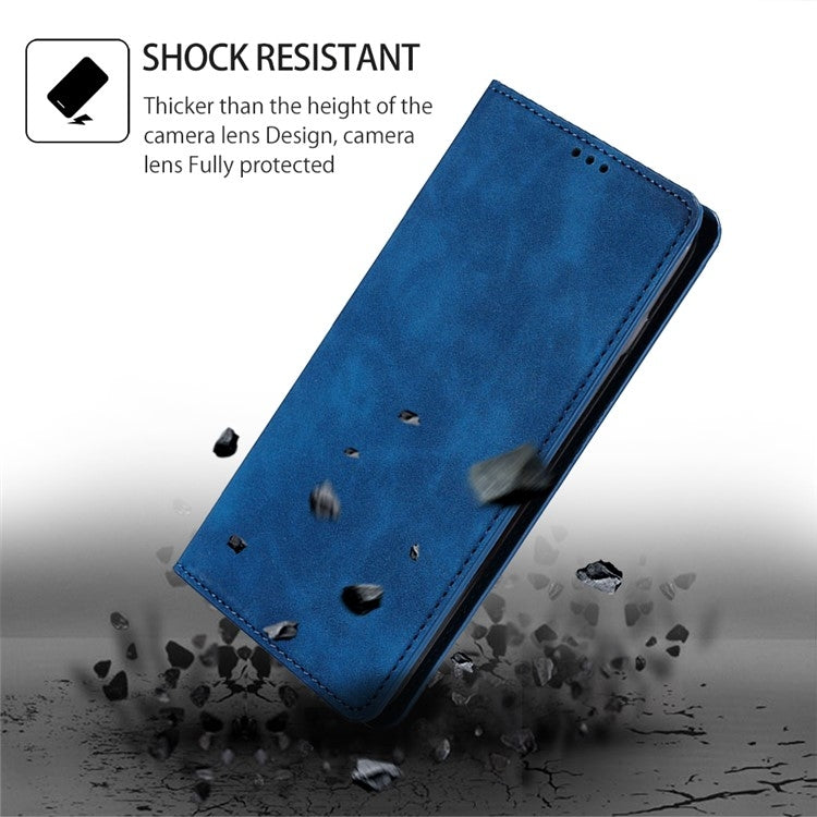 For Motorola Edge 5G 2024 Skin Feel Magnetic Leather Phone Case(Blue) - Motorola Cases by PMC Jewellery | Online Shopping South Africa | PMC Jewellery | Buy Now Pay Later Mobicred