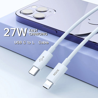 ROCK Simple Series 1m 27W USB-C / Type-C to 8 Pin Fast Charging Data Cable(White) - 2 in 1 Cable by ROCK | Online Shopping South Africa | PMC Jewellery | Buy Now Pay Later Mobicred