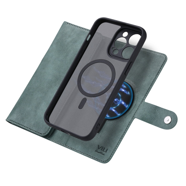 For iPhone 13 Pro ViLi GV Series MagSafe Magnetic Zipper Leather Phone Case(Green) - free shipping - PMC Jewellery - Order now!