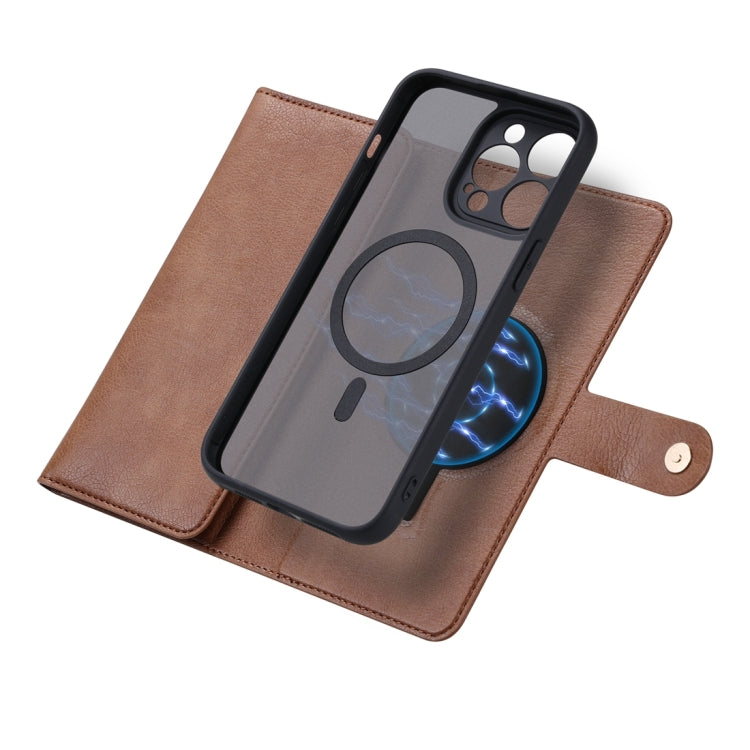 For iPhone 15 ViLi GV Series MagSafe Magnetic Zipper Leather Phone Case(Brown) - free shipping - PMC Jewellery - Order now!