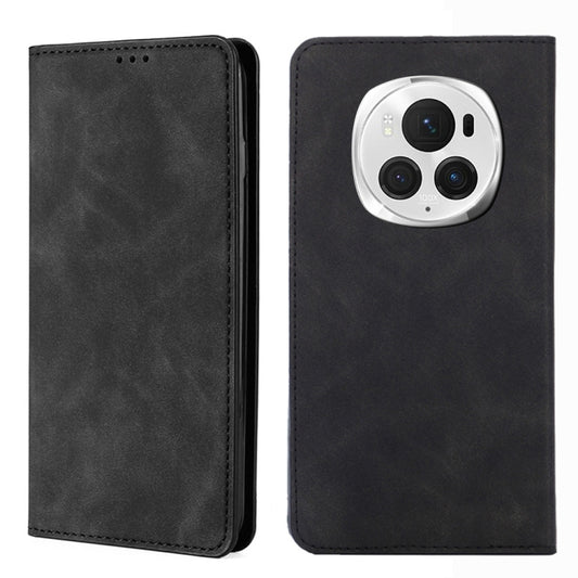 For Honor Magic6 Pro Skin Feel Magnetic Leather Phone Case(Black) - Honor Cases by PMC Jewellery | Online Shopping South Africa | PMC Jewellery | Buy Now Pay Later Mobicred