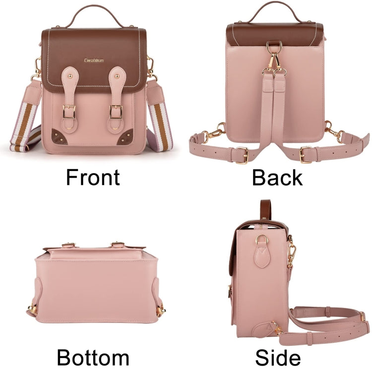 Cwatcun D81 Retro Camera Crossbody Bag Vintage PU Leather Waterproof Camera Handbag(Brown Pink) - free shipping - PMC TechLife - Order now!