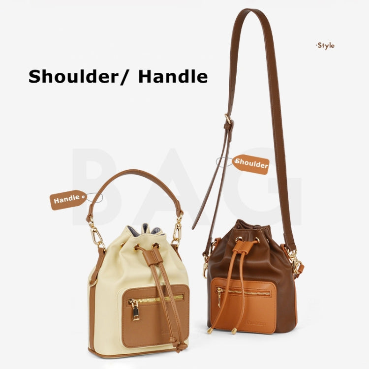 Cwatcun D82 Bundle Drawstring Lens Bag PU Crossbody Camera Bag(Coffee) - free shipping - PMC TechLife - Order now!