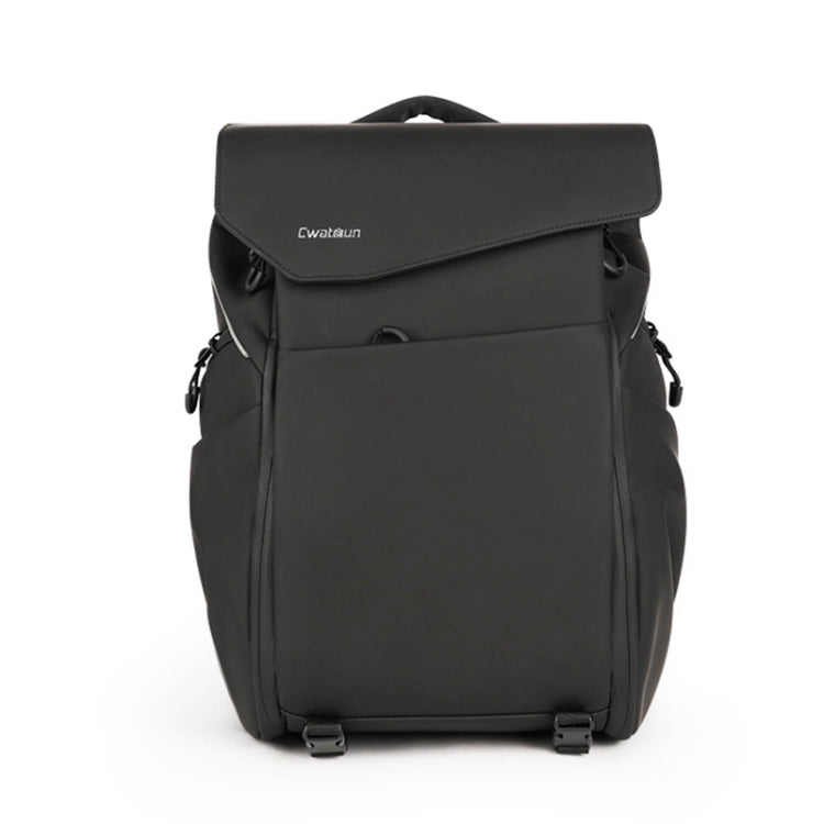Cwatcun D89 Camera Backpack Waterproof Leather Film 15.6 Laptop Sleeve Bag, Size:43.5 x 33 x 22.5cm(Black) - free shipping - PMC TechLife - Order now!