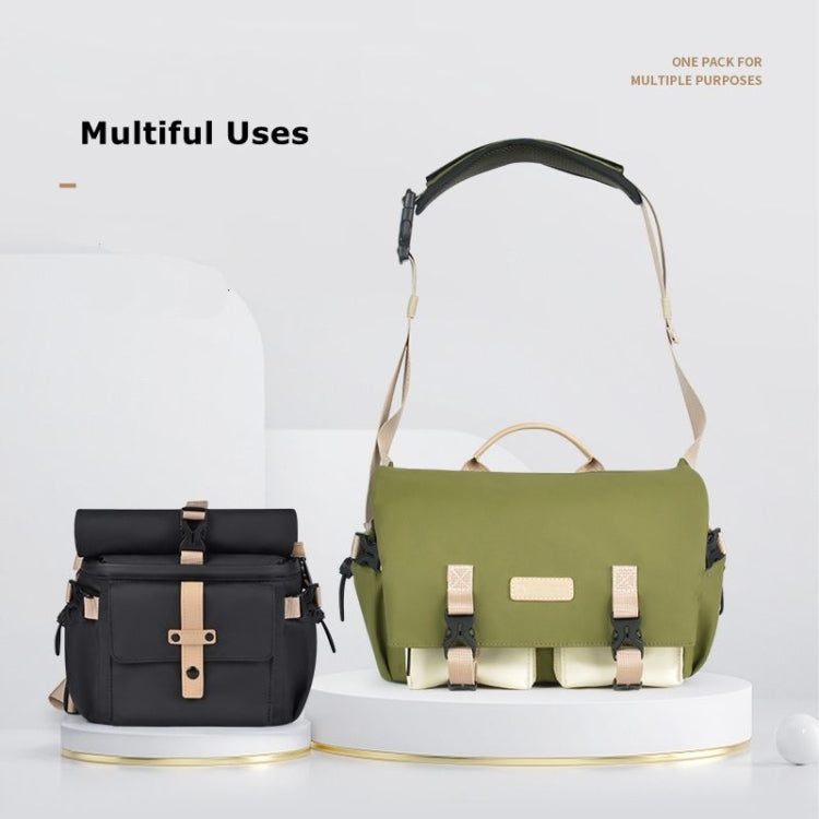 Cwatcun D90 Contrast Color Single Shoulder Camera Bag Outdoor Camera Bag Professional Crossbody Handbag, Size:22 x 15 x 18.5cm Small(Black) - free shipping - PMC TechLife - Order now!