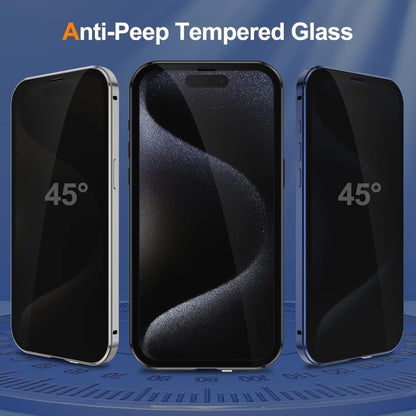 For iPhone 16 Anti-peeping Magnetic Double-sided Tempered Glass Phone Case(Black) - iPhone 16 Cases by PMC Jewellery | Online Shopping South Africa | PMC Jewellery | Buy Now Pay Later Mobicred