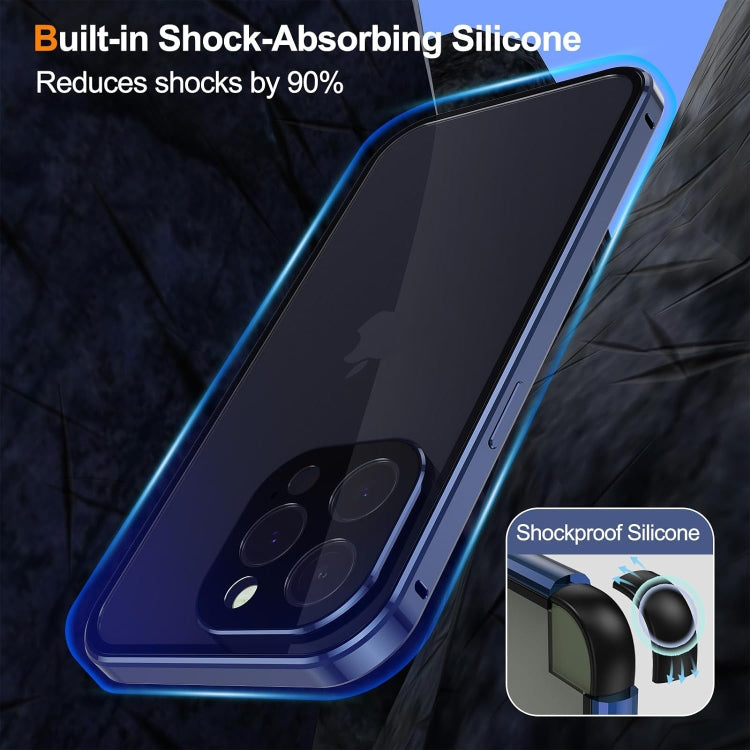 For iPhone 16 Pro Max Anti-peeping Magnetic Double-sided Tempered Glass Phone Case(Blue) - iPhone 16 Pro Max Cases by PMC Jewellery | Online Shopping South Africa | PMC Jewellery | Buy Now Pay Later Mobicred