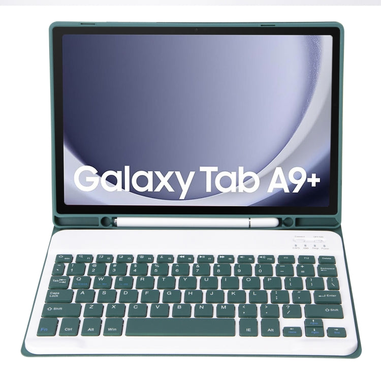 For Samsung Galaxy Tab A9+ X210/X215/X215 A09B Candy Color TPU Bluetooth Keyboard Leather Tablet Case with Pen Holder(Dark Green) - Samsung Keyboard by PMC TechLife | Online Shopping South Africa | PMC TechLife
