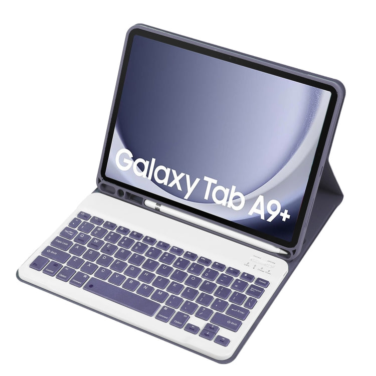 For Samsung Galaxy Tab A9+ X210/X215/X215 A09B Candy Color TPU Bluetooth Keyboard Leather Tablet Case with Pen Holder(Purple) - Samsung Keyboard by PMC TechLife | Online Shopping South Africa | PMC TechLife