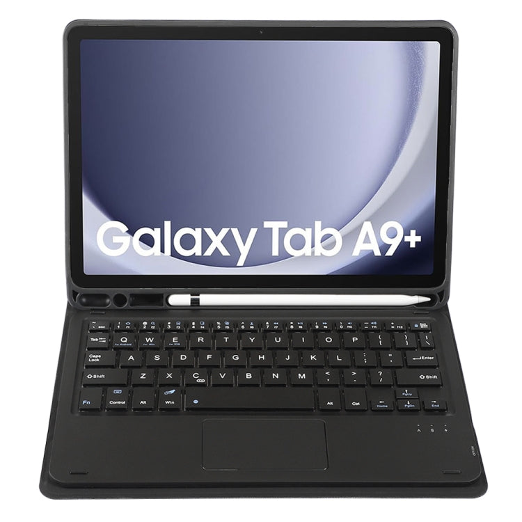 For Samsung Galaxy Tab A9+ X210/X215/X215 A09B-A Candy Color TPU Touch Bluetooth Keyboard Leather Tablet Case with Pen Holder(Black) - Samsung Keyboard by PMC TechLife | Online Shopping South Africa | PMC TechLife | Buy Now Pay Later Mobicred