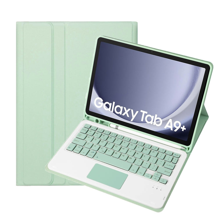 For Samsung Galaxy Tab A9+ X210/X215/X215 A09B-A Candy Color TPU Touch Bluetooth Keyboard Leather Tablet Case with Pen Holder(Light Green) - free shipping - PMC TechLife - Order now!