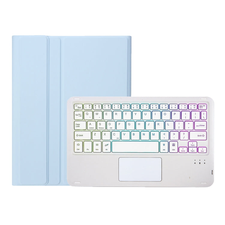 For Samsung Galaxy Tab A9+ X210/X215/X215 A09B-AS Candy Color Touch Backlight Bluetooth Keyboard Leather Tablet Case with Pen Holder(Ice Blue) - Samsung Keyboard by PMC TechLife | Online Shopping South Africa | PMC TechLife