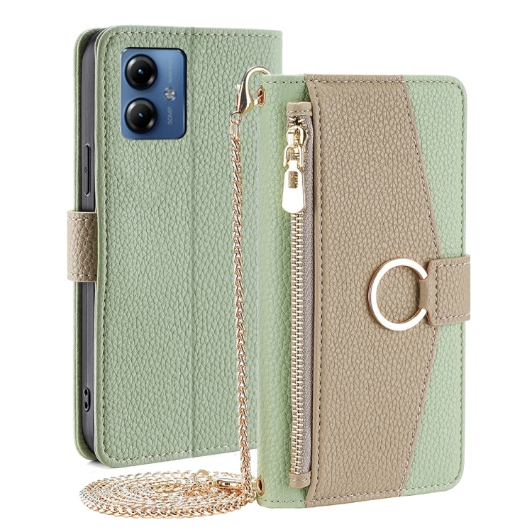 For Motorola Moto G14 Crossbody Litchi Texture Leather Phone Case(Green) - Motorola Cases by PMC TechLife | Online Shopping South Africa | PMC TechLife | Buy Now Pay Later Mobicred