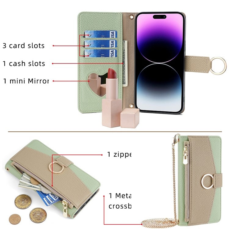 For Motorola Moto G14 Crossbody Litchi Texture Leather Phone Case(Green) - Motorola Cases by PMC TechLife | Online Shopping South Africa | PMC TechLife | Buy Now Pay Later Mobicred