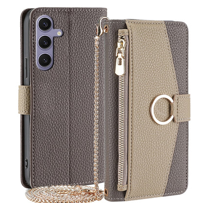 For Samsung Galaxy S24+ 5G Crossbody Litchi Texture Leather Phone Case(Grey) - Galaxy S24+ 5G Cases by PMC Jewellery | Online Shopping South Africa | PMC Jewellery | Buy Now Pay Later Mobicred