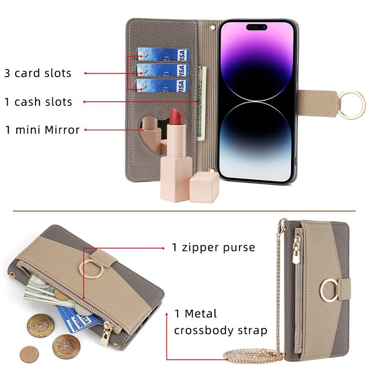 For Sony Xperia 5 V Crossbody Litchi Texture Leather Phone Case(Grey) - Sony Cases by PMC TechLife | Online Shopping South Africa | PMC TechLife | Buy Now Pay Later Mobicred