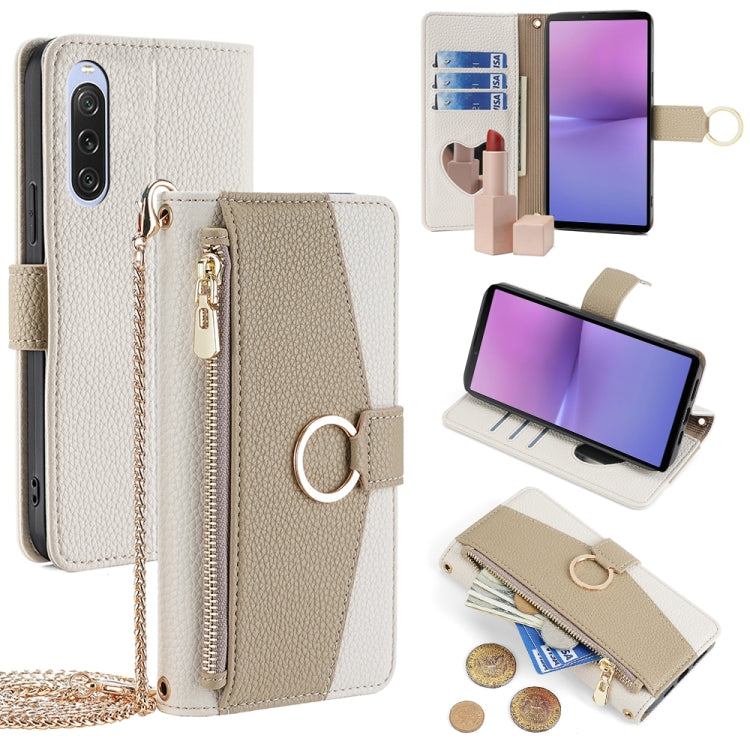 For Sony Xperia 10 V Crossbody Litchi Texture Leather Phone Case(White) - Sony Cases by PMC TechLife | Online Shopping South Africa | PMC TechLife | Buy Now Pay Later Mobicred