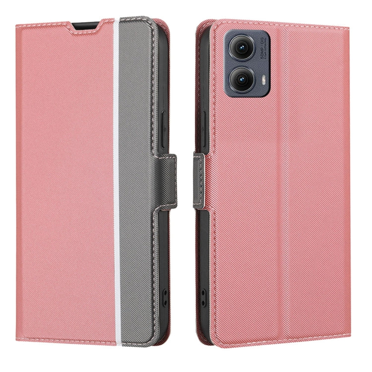 For Motorola Edge 5G 2024 Twill Texture Side Button Leather Phone Case(Pink) - Motorola Cases by PMC Jewellery | Online Shopping South Africa | PMC Jewellery | Buy Now Pay Later Mobicred