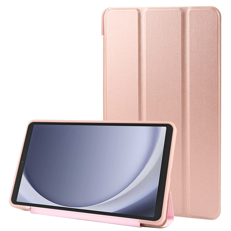 For Samsung Galaxy Tab A9 Tri-fold Holder Flip Horizontal Flip TPU Leather Tablet Case(Rose Gold) - Galaxy Tab A9 by PMC TechLife | Online Shopping South Africa | PMC TechLife