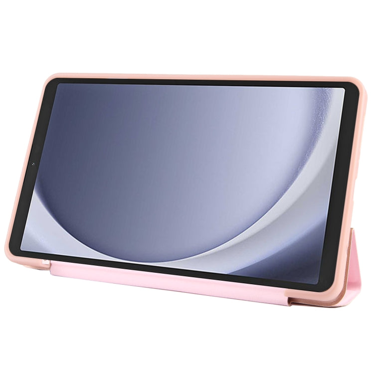 For Samsung Galaxy Tab A9 Tri-fold Holder Flip Horizontal Flip TPU Leather Tablet Case(Rose Gold) - Galaxy Tab A9 by PMC TechLife | Online Shopping South Africa | PMC TechLife