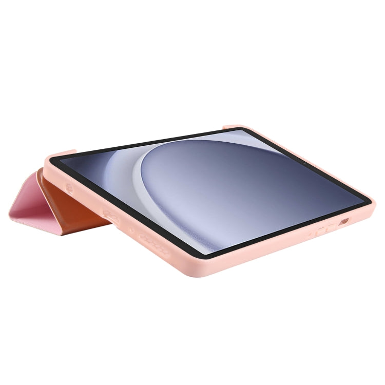 For Samsung Galaxy Tab A9 Tri-fold Holder Flip Horizontal Flip TPU Leather Tablet Case(Rose Gold) - Galaxy Tab A9 by PMC TechLife | Online Shopping South Africa | PMC TechLife