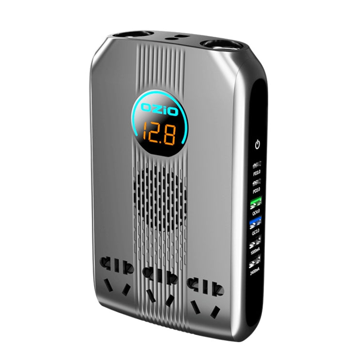 Ozio K30-S 12V 300W Smart Car LED Digital Display Power Inverter Converter, High-end Sedan Version(Silver) - Modified Square Wave by ozio | Online Shopping South Africa | PMC Jewellery | Buy Now Pay Later Mobicred