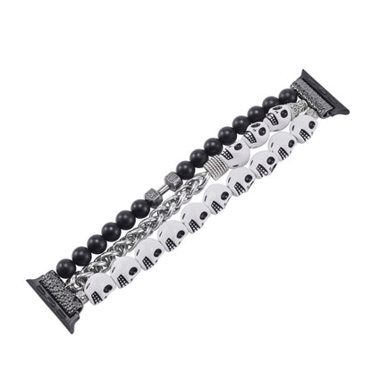 For Apple Watch Ultra 49mm Skull Beaded Watch Band(White) - Watch Bands by PMC Jewellery | Online Shopping South Africa | PMC Jewellery