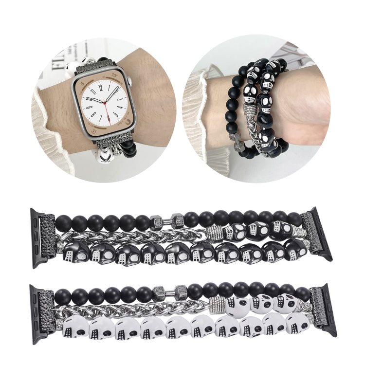 For Apple Watch Series 6 40mm Skull Beaded Watch Band(White) - Watch Bands by PMC Jewellery | Online Shopping South Africa | PMC Jewellery