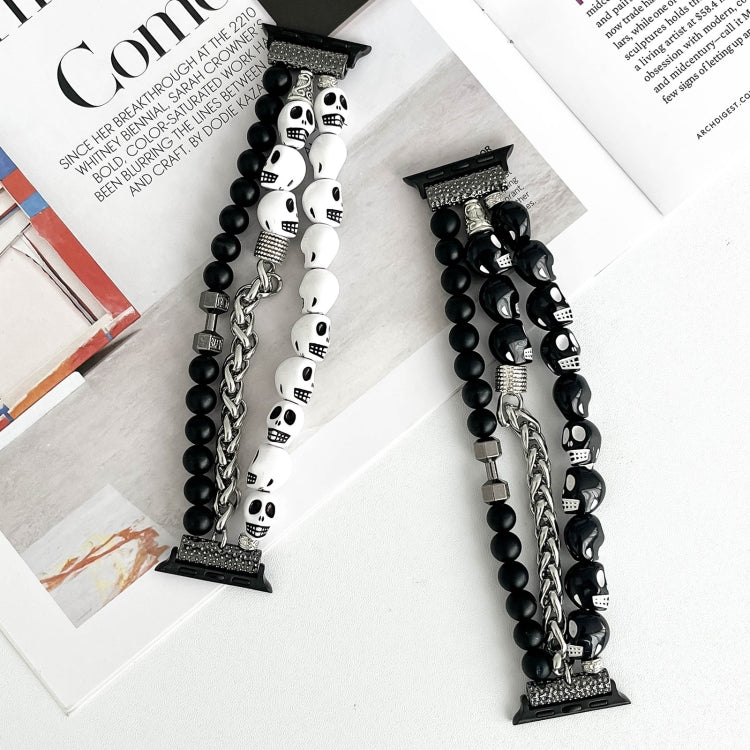 For Apple Watch Series 5 40mm Skull Beaded Watch Band(White) - Watch Bands by PMC TechLife | Online Shopping South Africa | PMC TechLife
