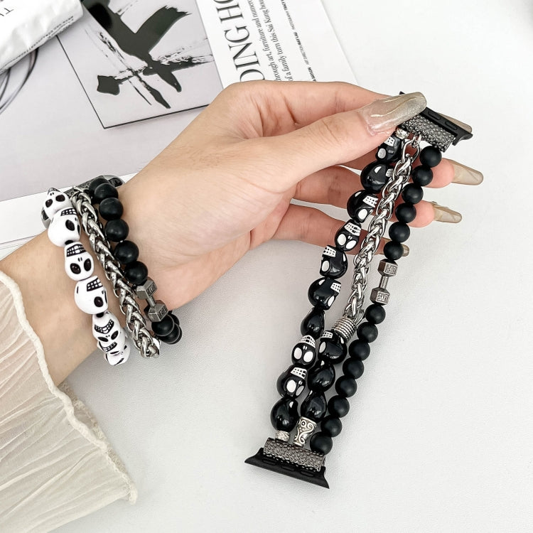For Apple Watch Series 8 41mm Skull Beaded Watch Band(Black) - free shipping - PMC TechLife - Order now!