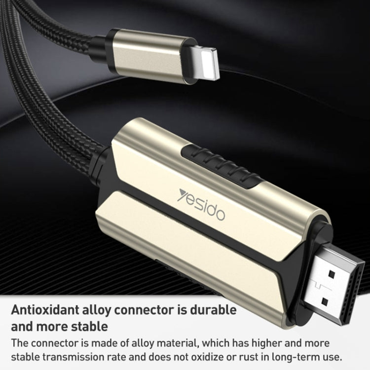 Yesido HM13 2m 8 Pin to HDMI 1080P HDTV Adapter Cable(Black+Gold) - free shipping - PMC Jewellery - Order now!
