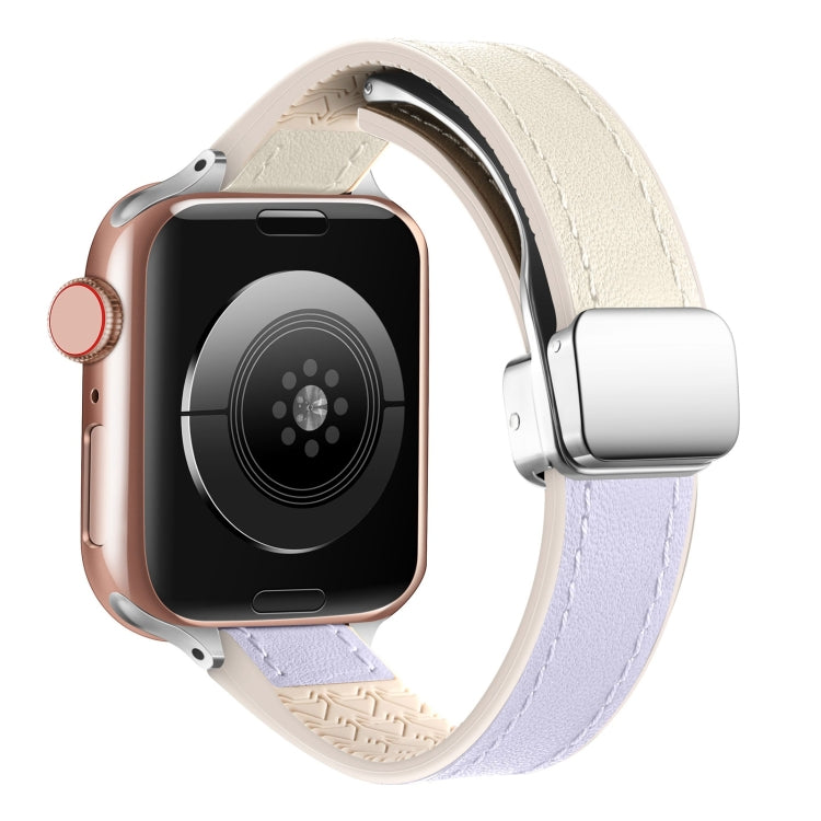 For Apple Watch Ultra 2 49mm Magnetic Folding Leather Silicone Watch Band(Starlight Purple) - Watch Bands by PMC TechLife | Online Shopping South Africa | PMC TechLife | Buy Now Pay Later Mobicred